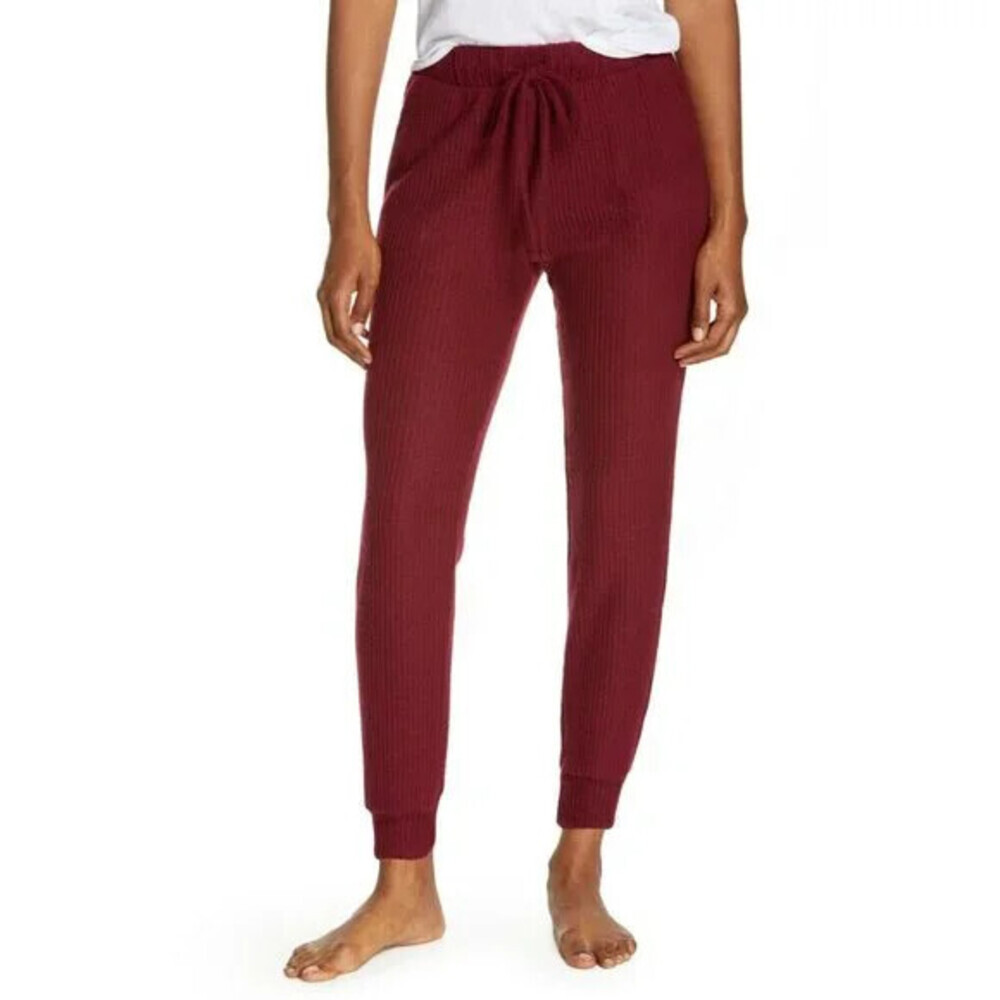 Socialite Waffle Knit Joggers Sweatpants Size XS in Burgundy